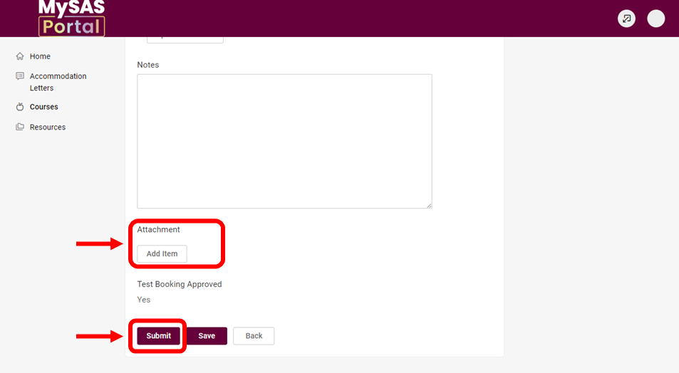 Red box highlighting "Add Item" and "Submit" buttons